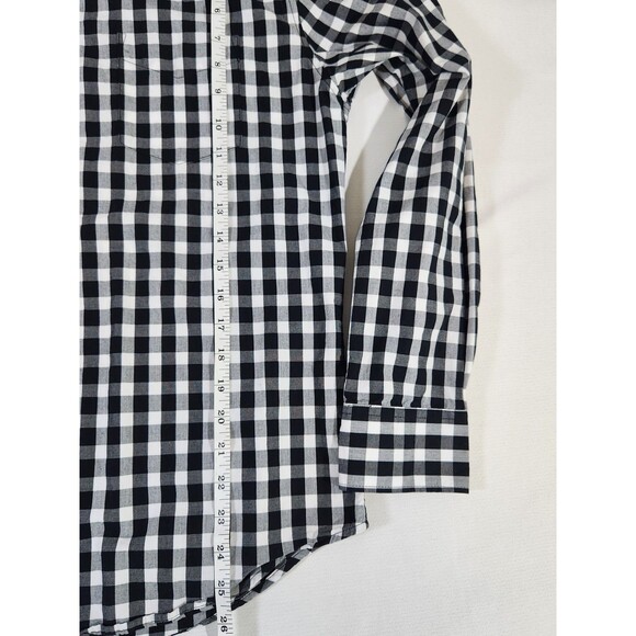 Luke & Dutch Men's Medium Black & White Checked Plaid Log Sleeve Button-up - Picture 6 of 11